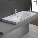 CeraStyle 043300-U/D Drop In Bathroom Sink, White Ceramic, Modern
